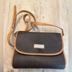 TED LAPIDUS Paris Womens Vintage Designer Embossed Leather Crossbody Bag